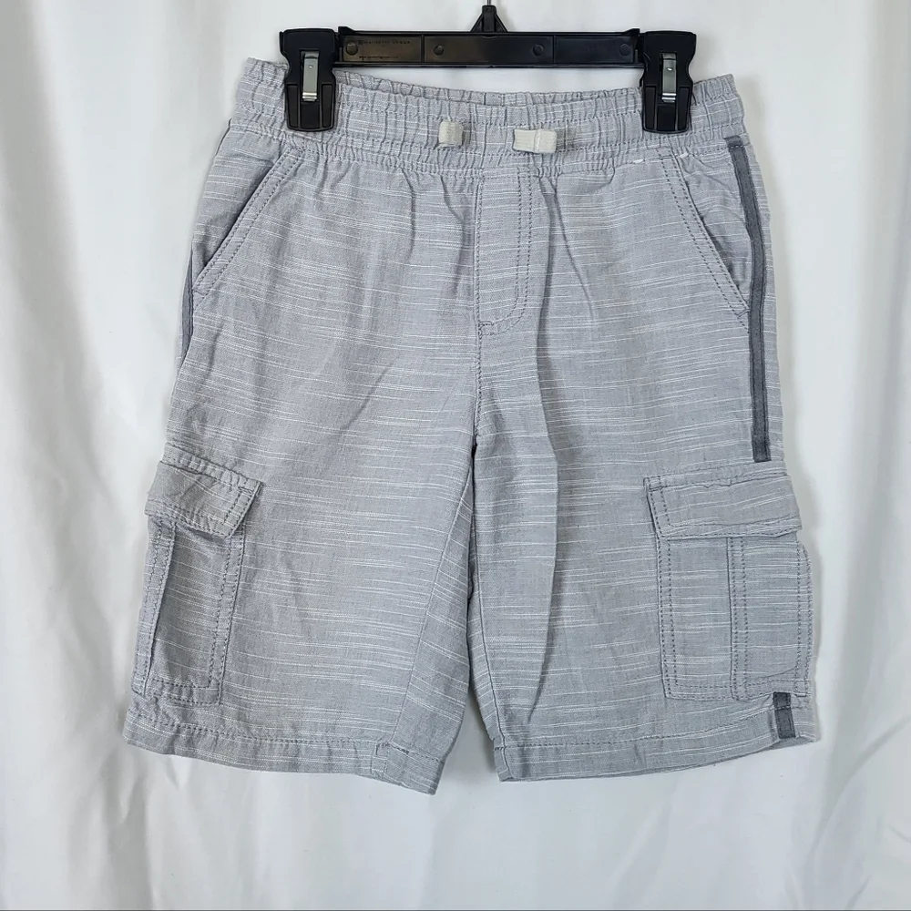 Gymboree Boys 2018 Heathered Light Gray Elastic Waist Chambray Cargo Shorts Sz 8